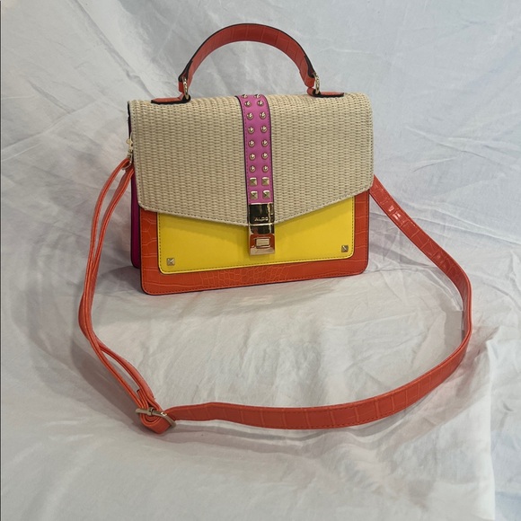 Aldo top handle yellow/orange/pink purse - Picture 3 of 8